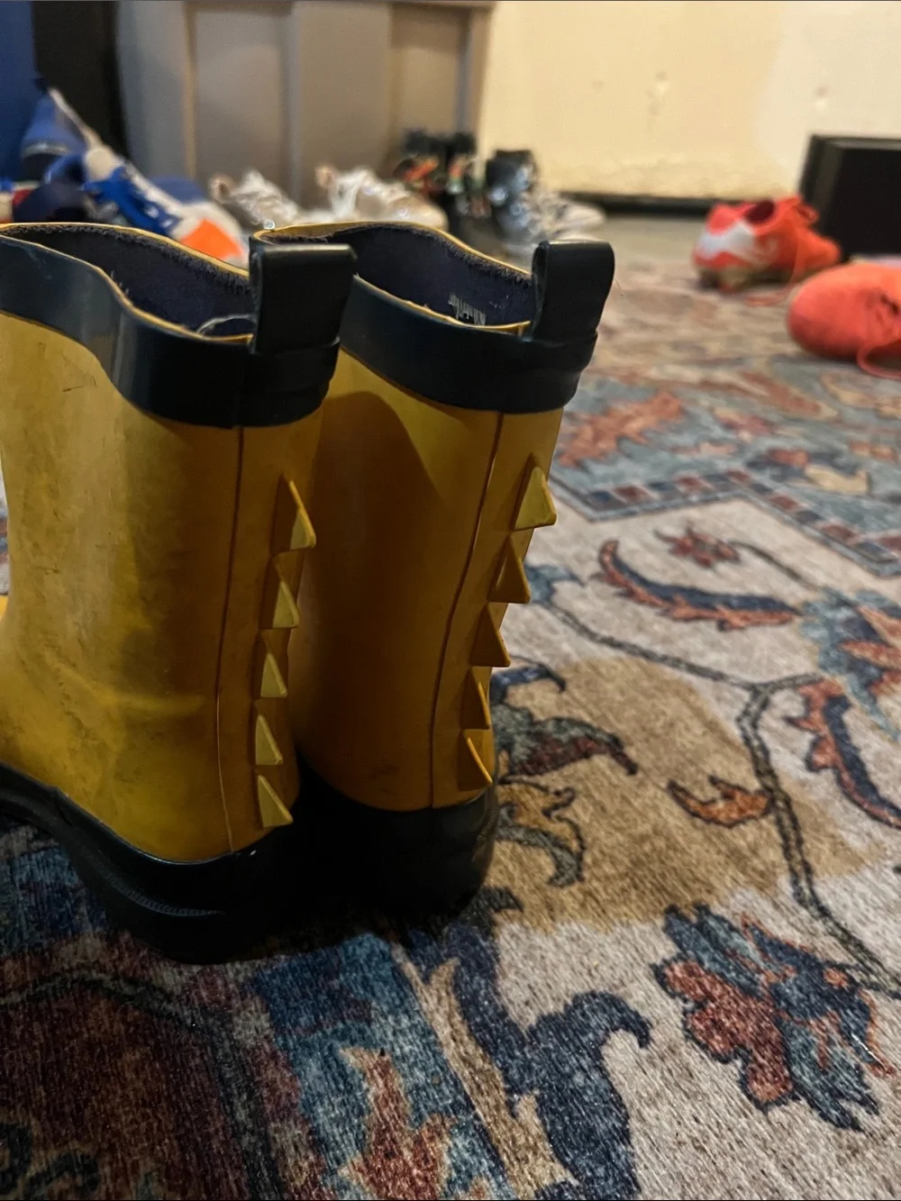 Kids 11 (toddler) Yellow Waterproof Rain Boots with Black Trim